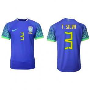 Brasilien Thiago Silva #3 Replika Udebanetrøje VM 2022 Kortærmet